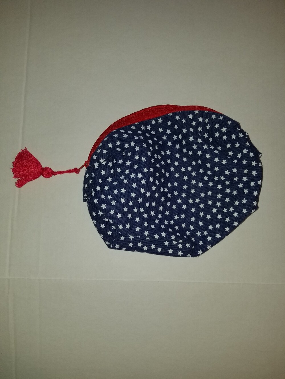 Red White And Blue Star Print Purse Clutch Makeup Bag with Red Zip Tassel